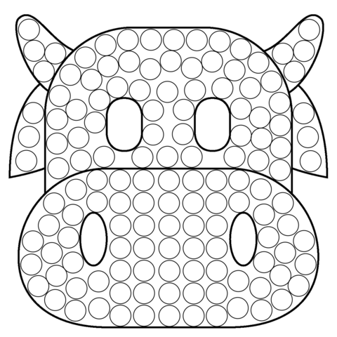 Cow Face Dot Art Coloring Page